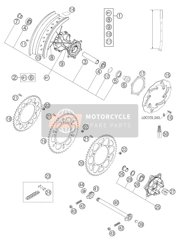 KTM 660 SMC AU, GB 2005 Achterwiel voor een 2005 KTM 660 SMC AU, GB