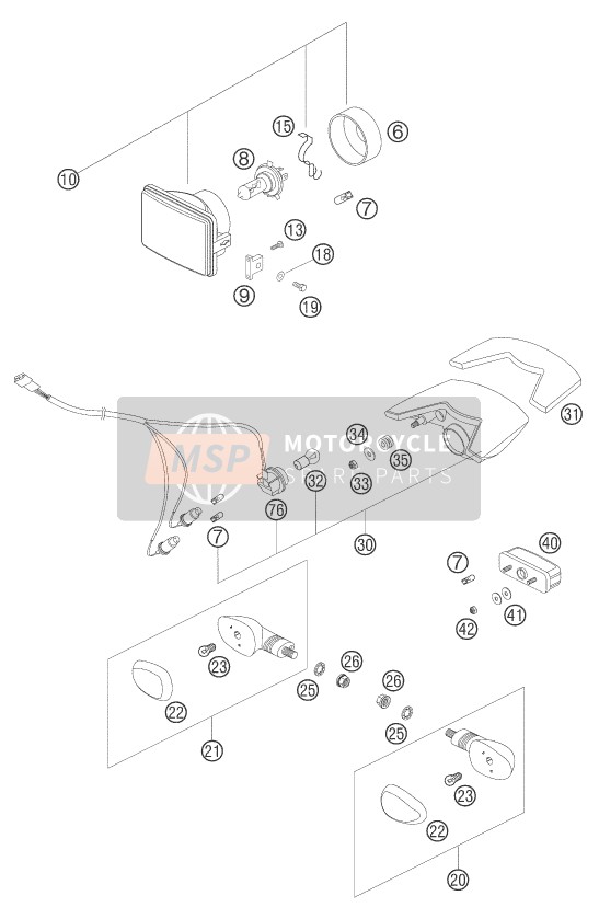 KTM 660 SMC Europe 2006 Sistema de iluminación para un 2006 KTM 660 SMC Europe