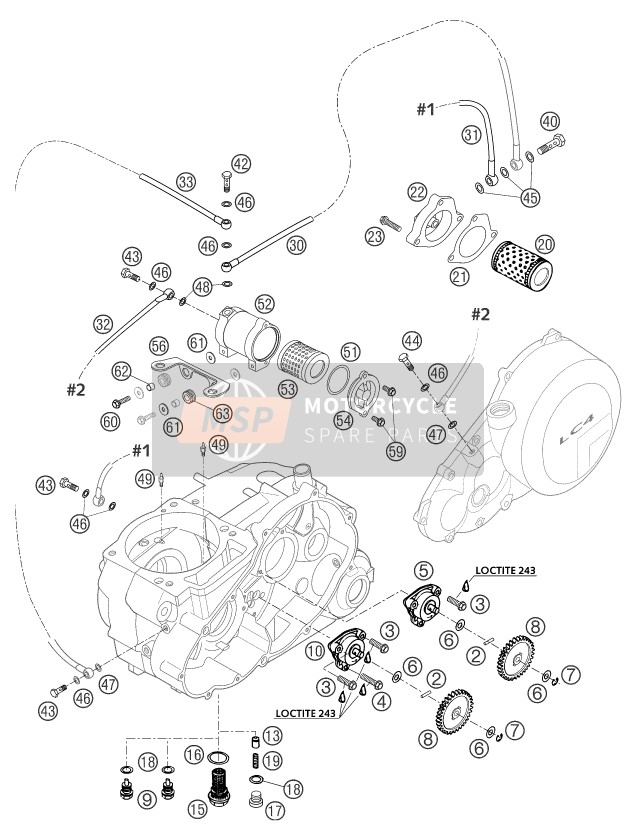 KTM 660 SUPERMOTO FACTORY REPL. Europe 2003 Système de lubrification pour un 2003 KTM 660 SUPERMOTO FACTORY REPL. Europe