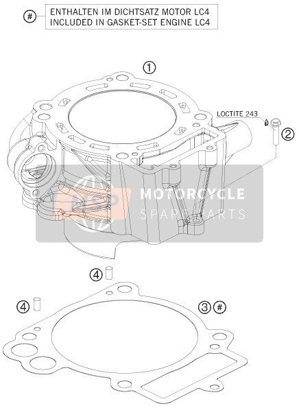 KTM 690 DUKE BLACK Europe 2009 ZYLINDER für ein 2009 KTM 690 DUKE BLACK Europe