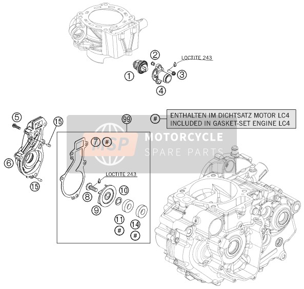 KTM 690 DUKE BLACK AU, GB 2009 Water Pump for a 2009 KTM 690 DUKE BLACK AU, GB