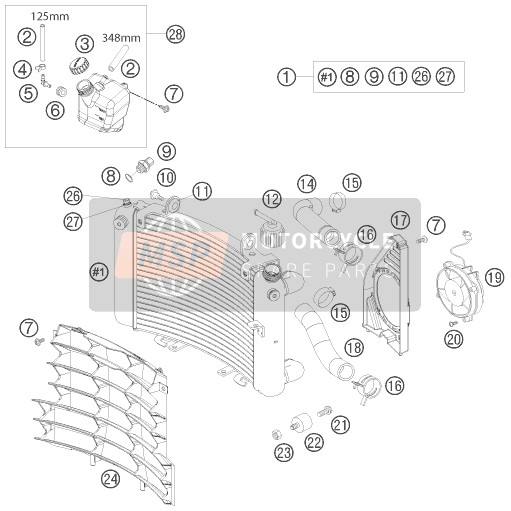 KTM 690 DUKE BLACK AU, GB 2010 Cooling System for a 2010 KTM 690 DUKE BLACK AU, GB