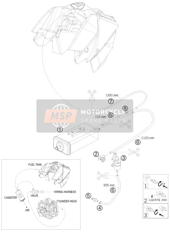 KTM 690 DUKE BLACK USA 2010 Cartouche évaporative pour un 2010 KTM 690 DUKE BLACK USA