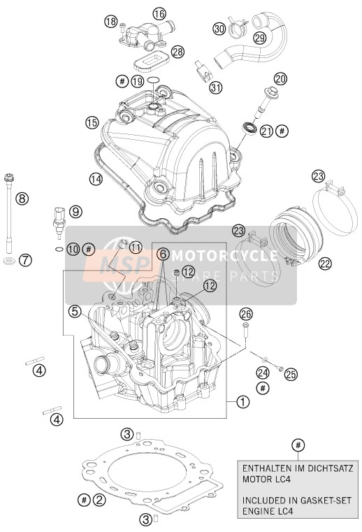 KTM 690 DUKE BLACK Europe 2011 Culasse pour un 2011 KTM 690 DUKE BLACK Europe