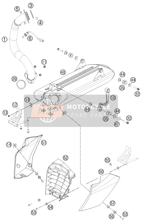 KTM 690 DUKE BLACK AU, GB 2011 Exhaust System for a 2011 KTM 690 DUKE BLACK AU, GB