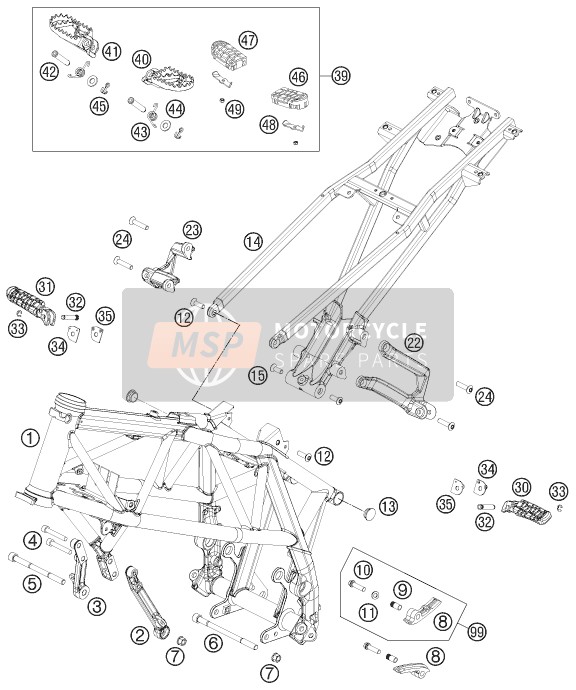 7560304900033S, Supporto Pedana Post. Ds., KTM, 0