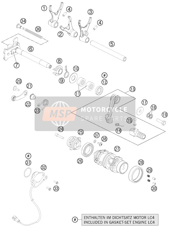 KTM 690 DUKE BLACK AU, GB 2011 Shifting Mechanism for a 2011 KTM 690 DUKE BLACK AU, GB