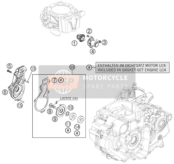 KTM 690 DUKE BLACK AU, GB 2011 Water Pump for a 2011 KTM 690 DUKE BLACK AU, GB