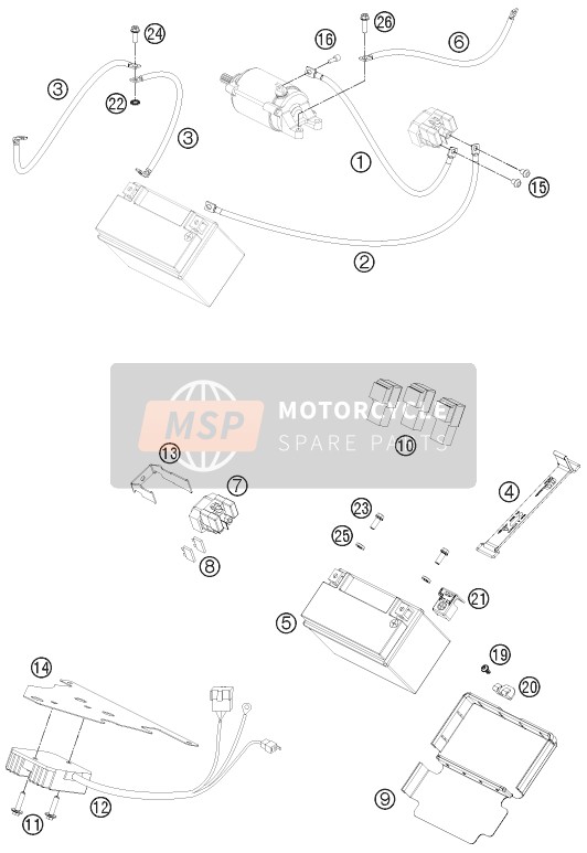 76011059000, Starter Cable   L=730 mm, KTM, 0