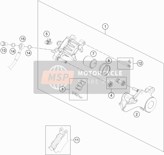 KTM 690 DUKE BLACK Europe 2012 Pinza de freno trasero para un 2012 KTM 690 DUKE BLACK Europe