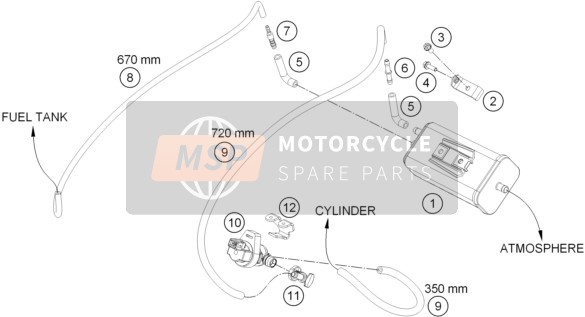 KTM 690 DUKE BLACK ABS USA 2015 Recipiente evaporativo para un 2015 KTM 690 DUKE BLACK ABS USA