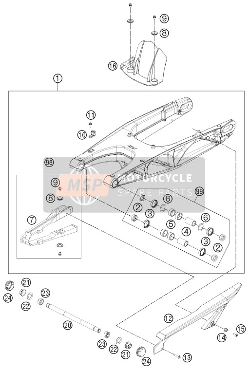 KTM 690 DUKE BLACK ABS Europe 2015 Swing Arm for a 2015 KTM 690 DUKE BLACK ABS Europe