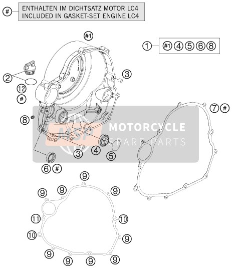 KTM 690 DUKE BLACK ABS CKD Malaysia 2013 Kupplungsabdeckung für ein 2013 KTM 690 DUKE BLACK ABS CKD Malaysia