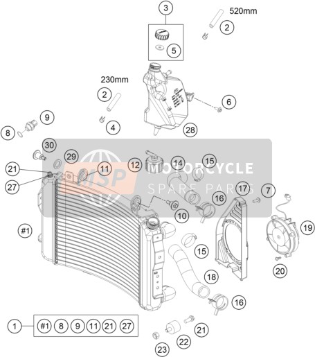 KTM 690 DUKE BLACK CKD Malaysia 2012 Cooling System for a 2012 KTM 690 DUKE BLACK CKD Malaysia