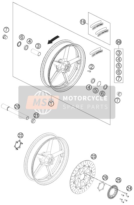 KTM 690 DUKE BLACK CKD Malaysia 2012 Vorderrad für ein 2012 KTM 690 DUKE BLACK CKD Malaysia