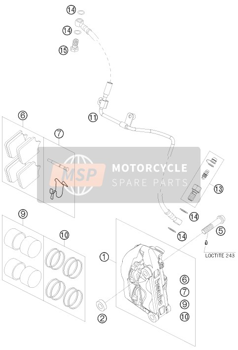 KTM 690 DUKE ORANGE AU, GB 2008 Front Brake Caliper for a 2008 KTM 690 DUKE ORANGE AU, GB