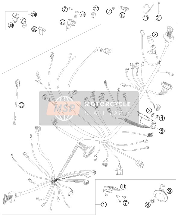 KTM 690 DUKE ORANGE AU, GB 2008 Wiring Harness for a 2008 KTM 690 DUKE ORANGE AU, GB