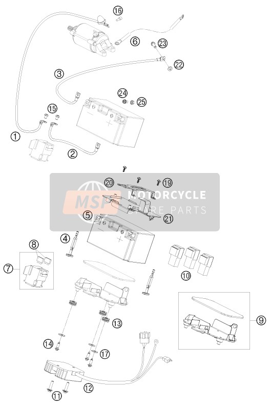 KTM 690 Duke, orange USA 2009 Battery for a 2009 KTM 690 Duke, orange USA