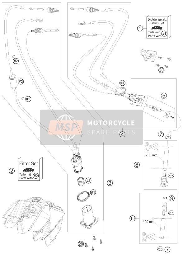 KTM 690 Duke, orange USA 2009 Pompa di benzina per un 2009 KTM 690 Duke, orange USA