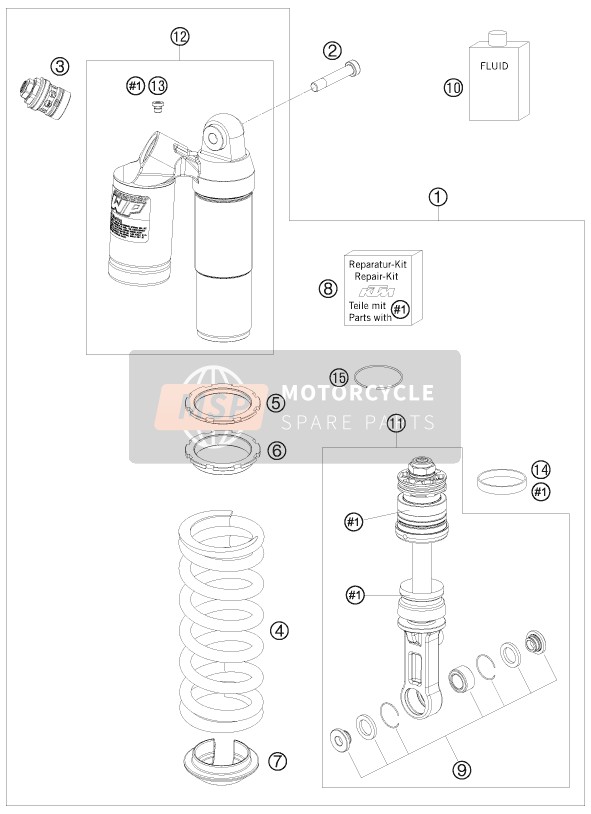 KTM 690 Duke, orange USA 2009 Shock Absorber for a 2009 KTM 690 Duke, orange USA