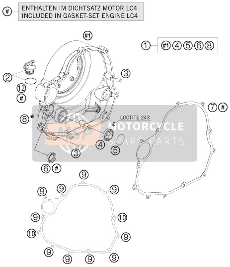 KTM 690 Duke, orange Europe 2010 Clutch Cover for a 2010 KTM 690 Duke, orange Europe