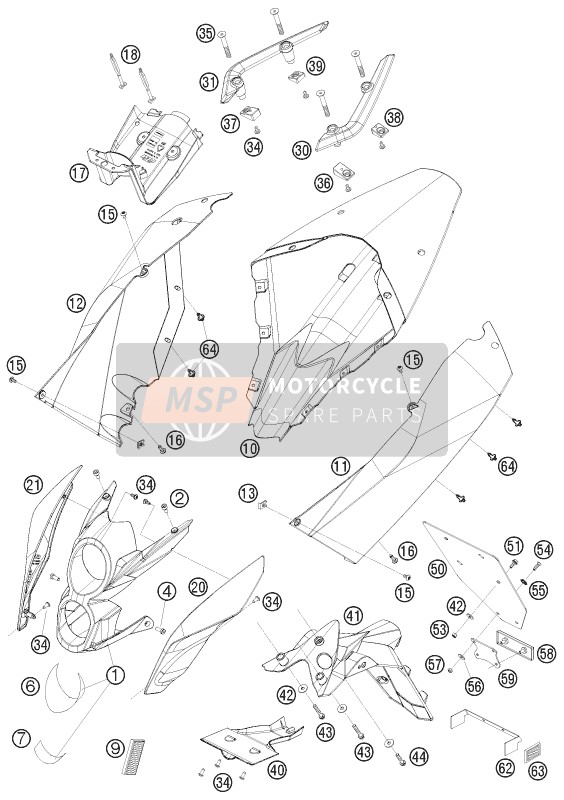 KTM 690 Duke, orange USA 2010 Mask, Fenders for a 2010 KTM 690 Duke, orange USA