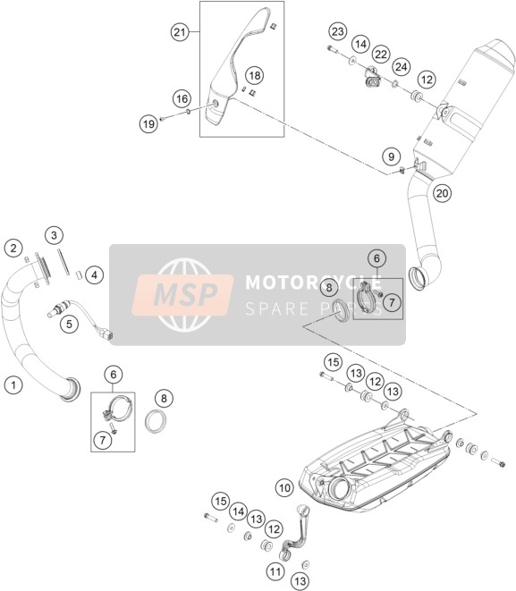 KTM 690 Duke, orange USA 2017 Système d'échappement pour un 2017 KTM 690 Duke, orange USA