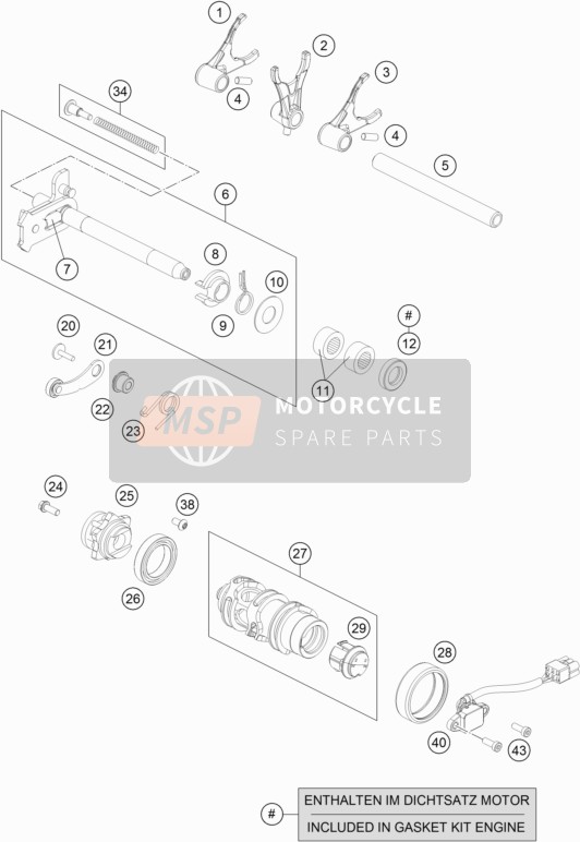 KTM 690 Duke, orange Europe 2017 Shifting Mechanism for a 2017 KTM 690 Duke, orange Europe