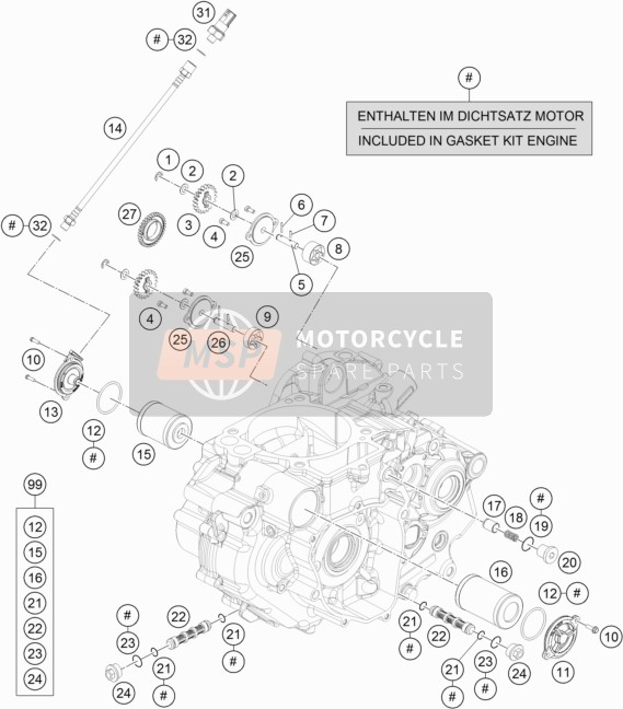 KTM 690 Duke, orange USA 2018 Sistema de lubricación para un 2018 KTM 690 Duke, orange USA