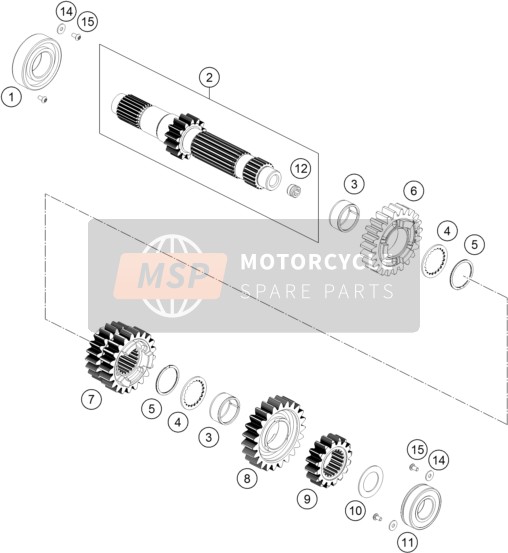 KTM 690 Duke, orange USA 2018 GETRIEBE I - HAUPTWELLE für ein 2018 KTM 690 Duke, orange USA