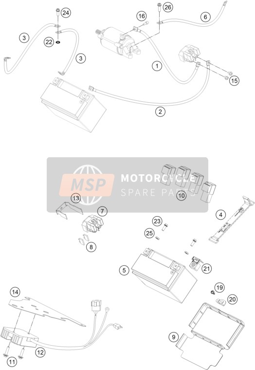 KTM 690 Duke, orange Europe 2019 Battery for a 2019 KTM 690 Duke, orange Europe