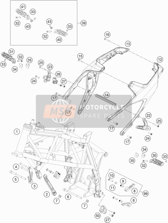 KTM 690 Duke, orange USA 2019 Frame voor een 2019 KTM 690 Duke, orange USA