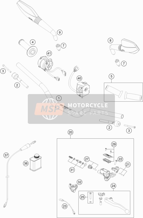 KTM 690 DUKE ORANGE ABS USA 2016 Manillar, Control S para un 2016 KTM 690 DUKE ORANGE ABS USA