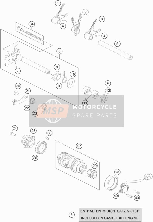 KTM 690 DUKE ORANGE ABS USA 2016 Shifting Mechanism for a 2016 KTM 690 DUKE ORANGE ABS USA