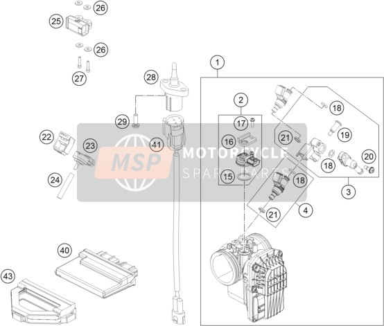 KTM 690 DUKE ORANGE ABS USA 2016 Gasklephuis voor een 2016 KTM 690 DUKE ORANGE ABS USA