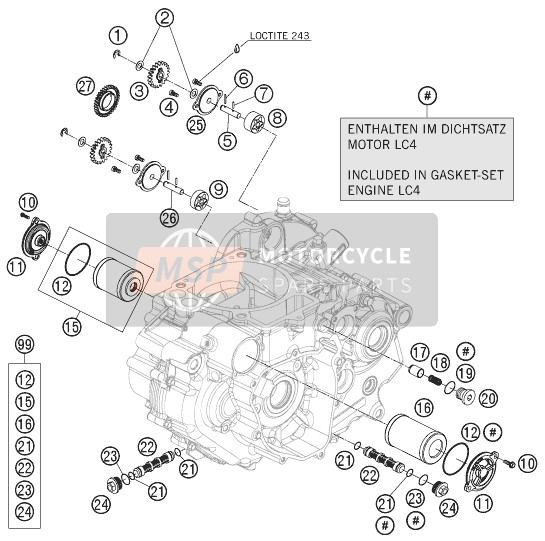 KTM 690 DUKE R Europe 2010 Lubricating System for a 2010 KTM 690 DUKE R Europe