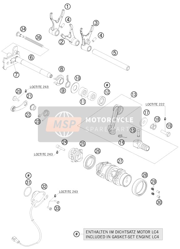 KTM 690 DUKE R Europe 2010 Shifting Mechanism for a 2010 KTM 690 DUKE R Europe