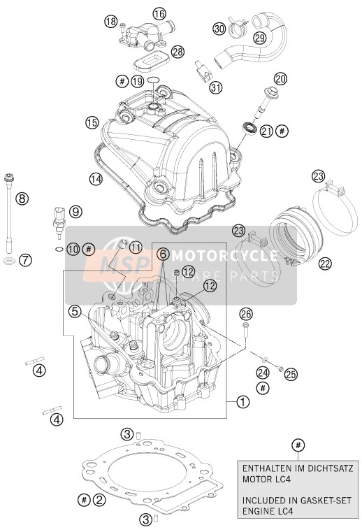 KTM 690 DUKE R AU, GB 2011 Cylinder Head for a 2011 KTM 690 DUKE R AU, GB