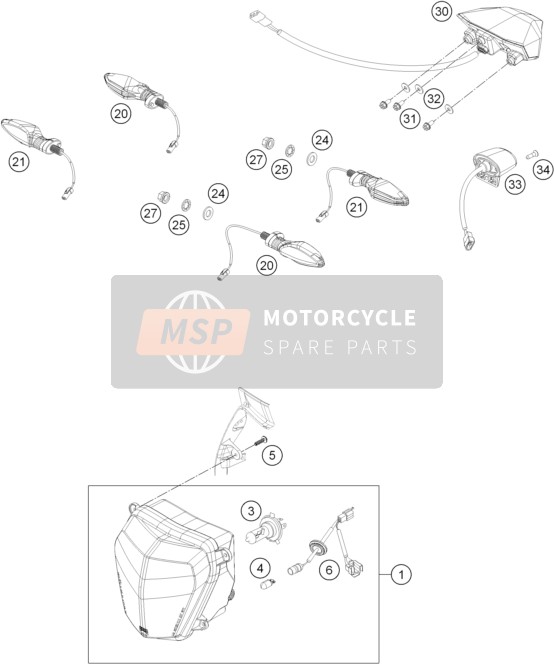 KTM 690 DUKE R ABS Europe 2014 Verlichtingssysteem voor een 2014 KTM 690 DUKE R ABS Europe