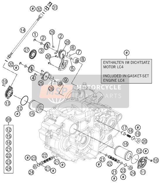 KTM 690 DUKE R ABS Australia 2014 Sistema de lubricación para un 2014 KTM 690 DUKE R ABS Australia
