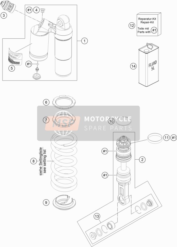 KTM 690 DUKE R ABS Australia 2014 Amortisseur démonté pour un 2014 KTM 690 DUKE R ABS Australia