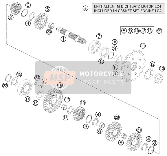 KTM 690 DUKE R ABS Australia 2014 Transmisión II - Eje contrario para un 2014 KTM 690 DUKE R ABS Australia