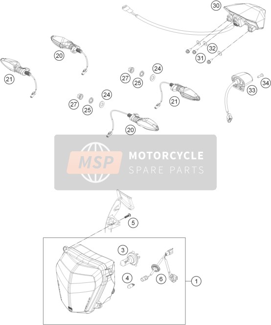 KTM 690 DUKE R ABS Europe 2015 Verlichtingssysteem voor een 2015 KTM 690 DUKE R ABS Europe