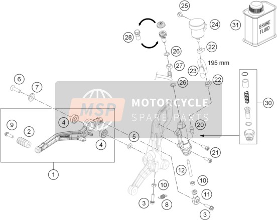 KTM 690 DUKE R ABS Australia 2015 Commande de frein arrière pour un 2015 KTM 690 DUKE R ABS Australia