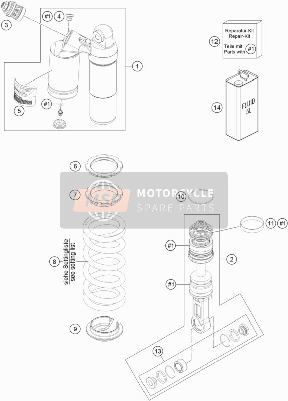 KTM 690 DUKE R ABS Europe 2015 Amortisseur démonté pour un 2015 KTM 690 DUKE R ABS Europe