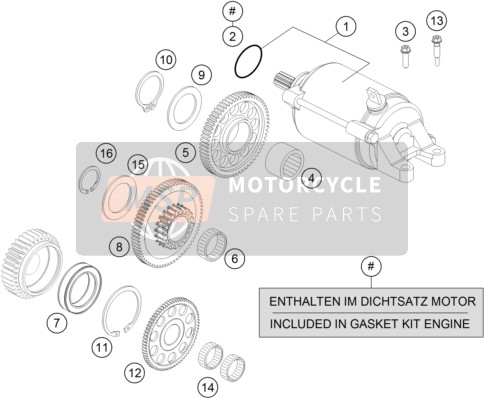 KTM 690 DUKE R ABS Europe 2016 Démarreur électrique pour un 2016 KTM 690 DUKE R ABS Europe