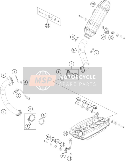 KTM 690 DUKE R ABS CKD Malaysia 2013 Uitlaatsysteem voor een 2013 KTM 690 DUKE R ABS CKD Malaysia