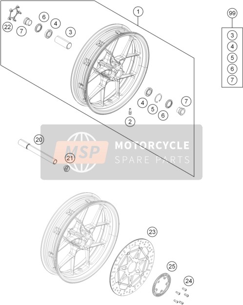 KTM 690 DUKE R ABS CKD Malaysia 2014 Front Wheel for a 2014 KTM 690 DUKE R ABS CKD Malaysia