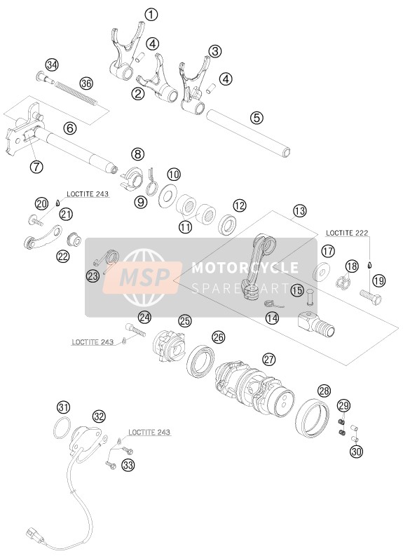 KTM 690 DUKE WHITE Japan 2008 Mécanisme de changement de vitesse pour un 2008 KTM 690 DUKE WHITE Japan