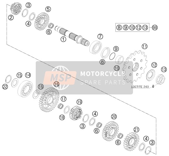 KTM 690 DUKE WHITE AU, GB 2008 Transmission II - Counter Shaft for a 2008 KTM 690 DUKE WHITE AU, GB